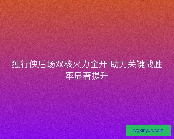 独行侠后场双核火力全开 助力关键战胜率显著提升